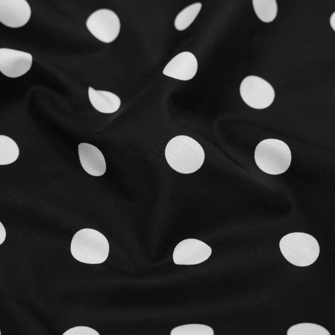 Big Dots Printed Cotton Lawn - Black/White