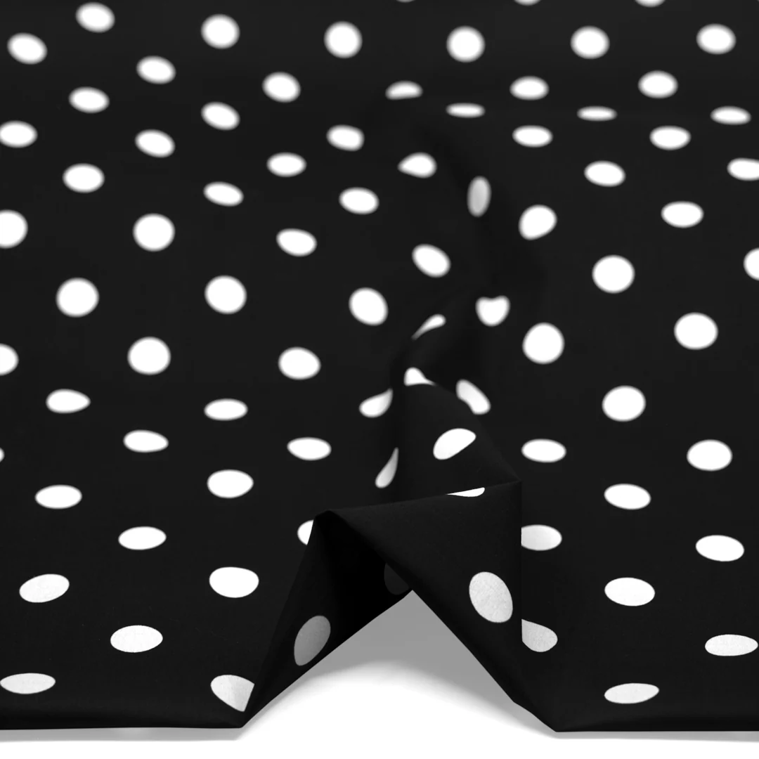 Big Dots Printed Cotton Lawn - Black/White - Image 2