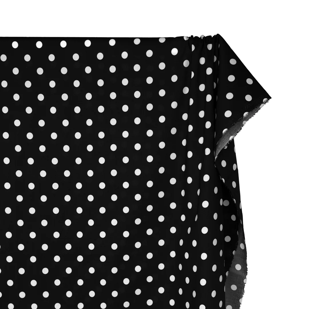 Big Dots Printed Cotton Lawn - Black/White - Image 4