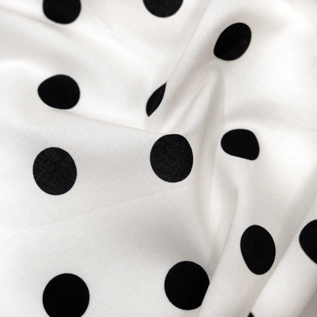 Big Dots Printed Cotton Lawn - Ivory/Black