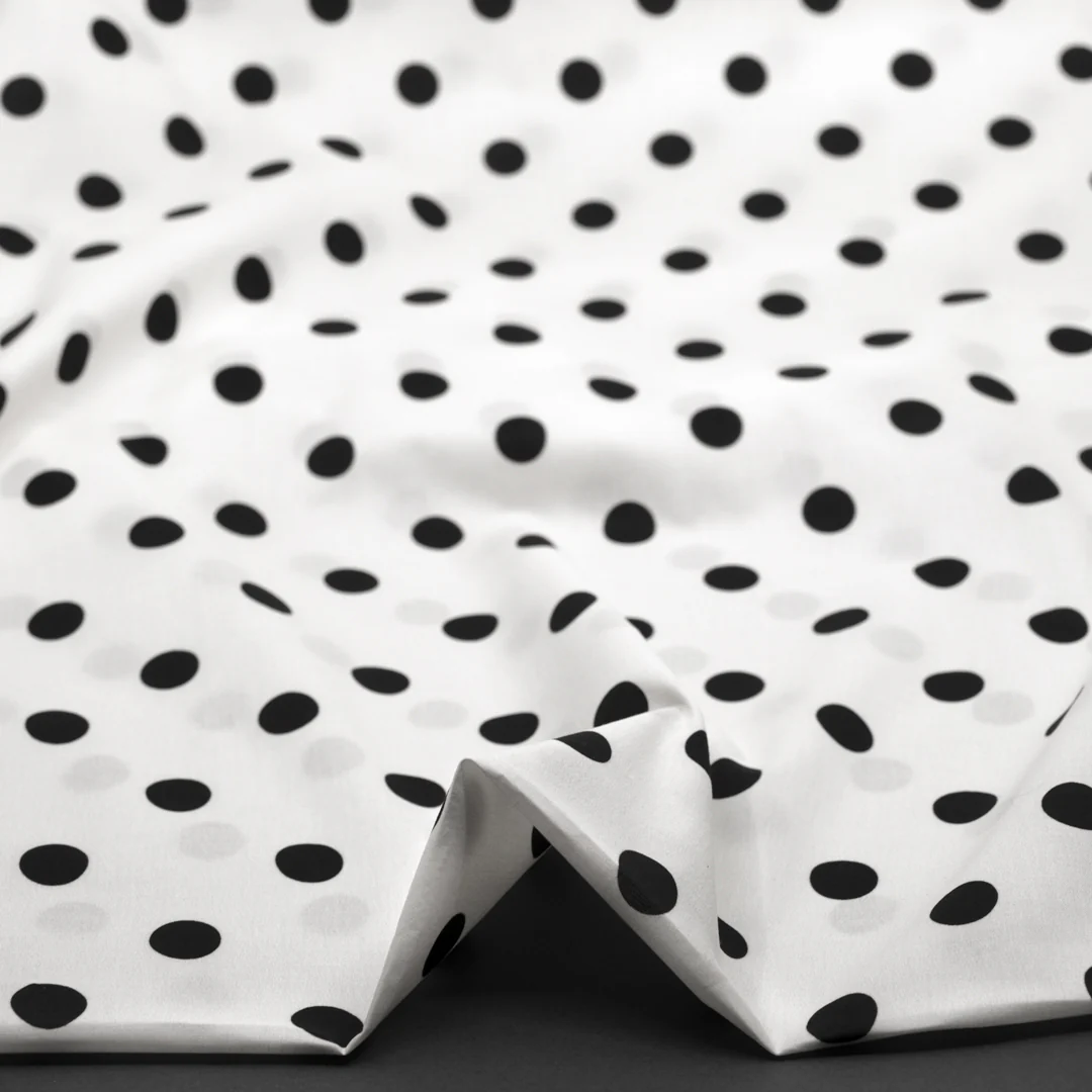 Big Dots Printed Cotton Lawn - Ivory/Black - Image 2