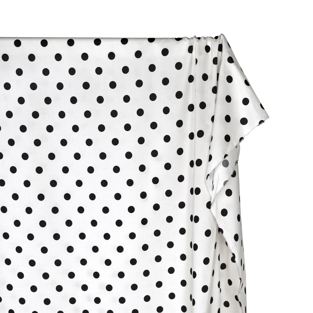Big Dots Printed Cotton Lawn - Ivory/Black - Image 4