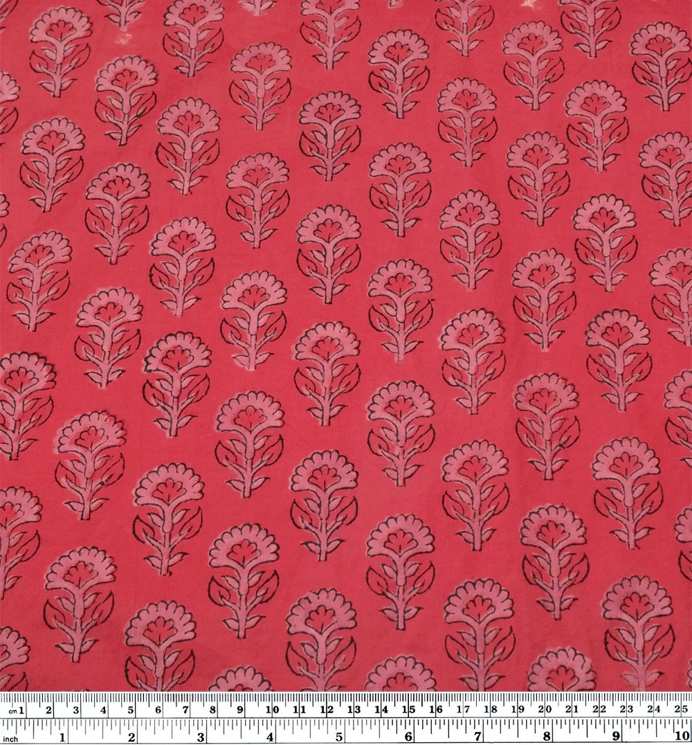 Bloom Block Printed Organic Cotton Batiste - Cherry Pink/Rose - Image 3