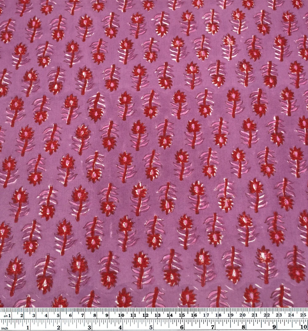 Bloom Block Printed Organic Cotton Batiste - Dahlia/Cherry - Image 4