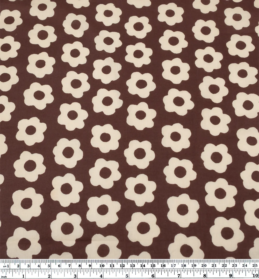Bloom Block Printed Organic Cotton Batiste - Deep Mauve/Cream - Image 4