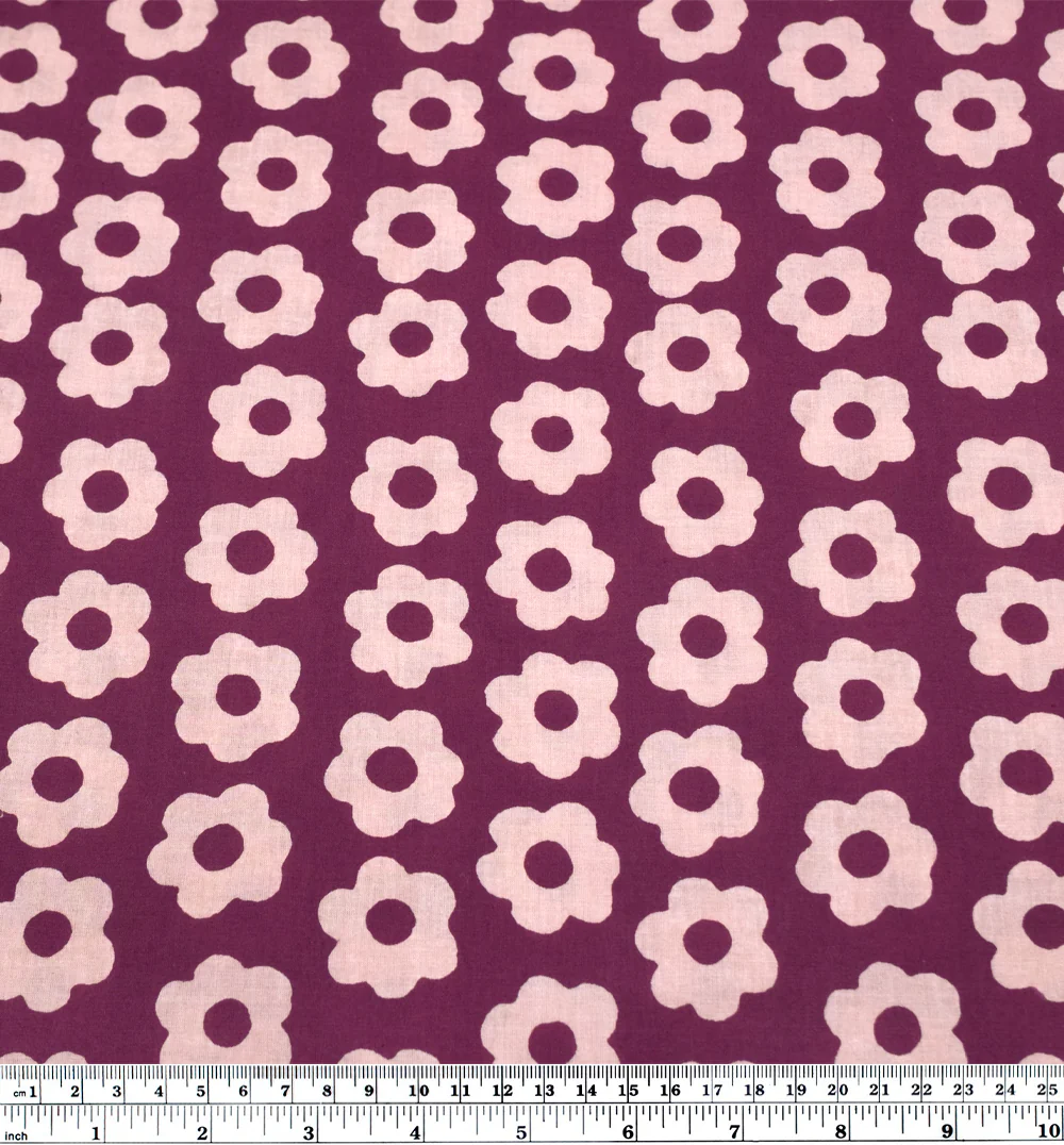 Bloom Block Printed Organic Cotton Batiste - Fig/Ecru - Image 3