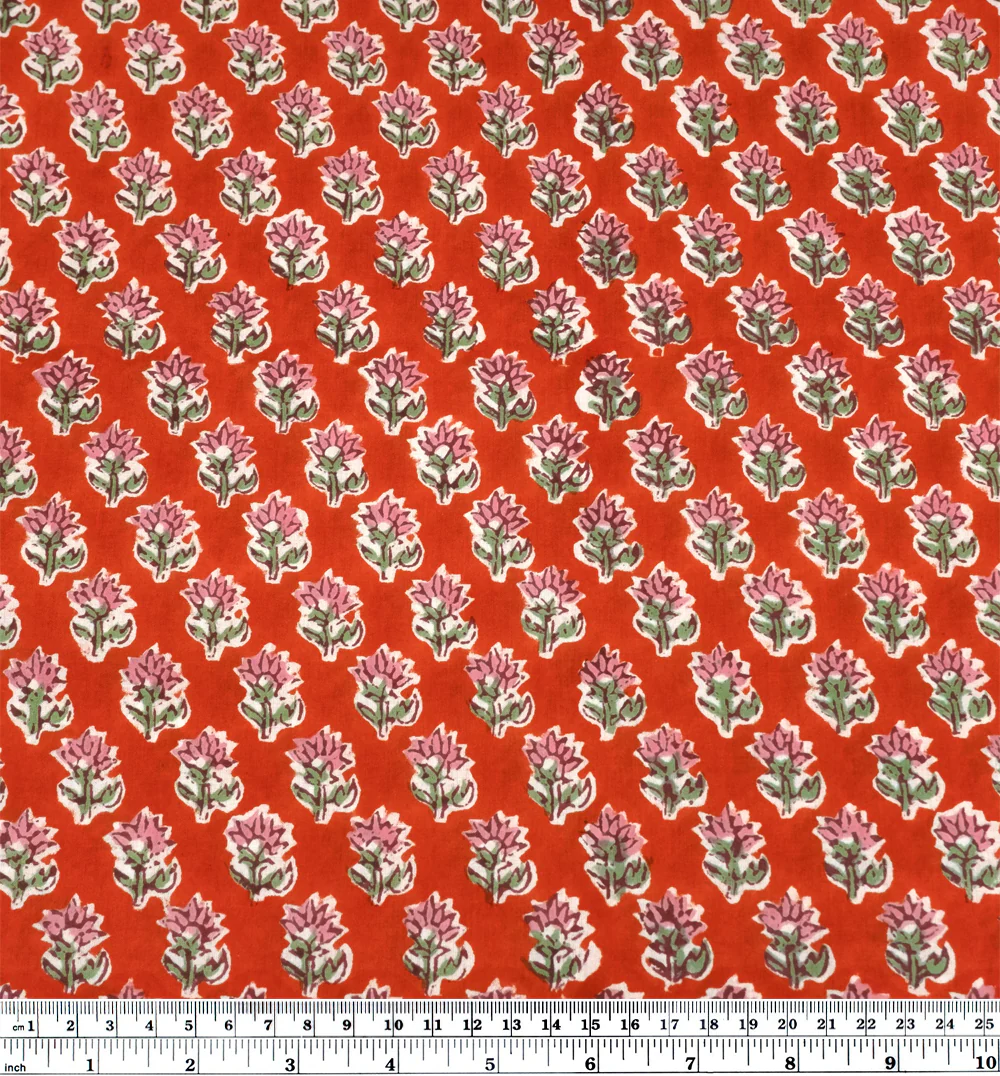 Bloom Block Printed Organic Cotton Batiste - Firecracker/Bubblegum - Image 3