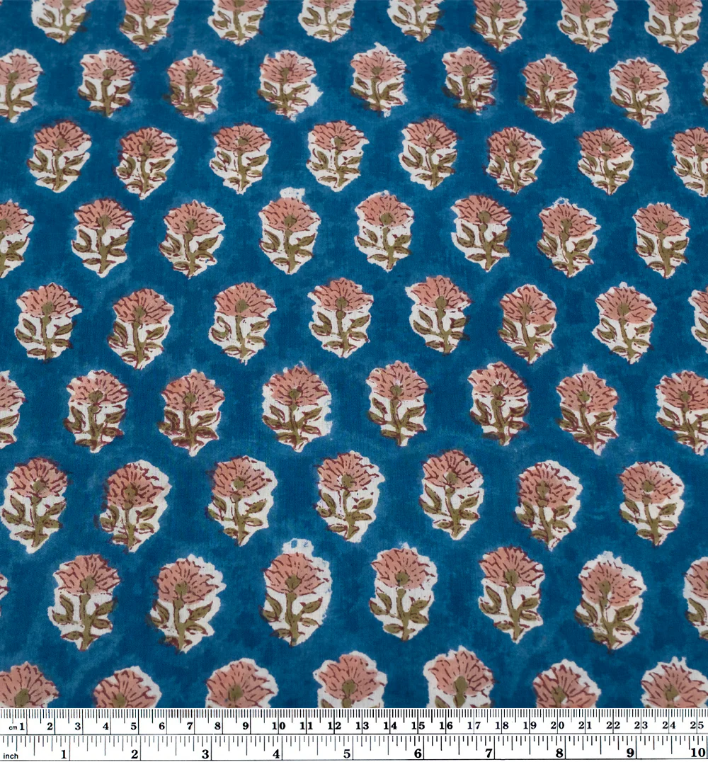 Bloom Block Printed Organic Cotton Batiste - Harbour/Blush/Cardamom - Image 3