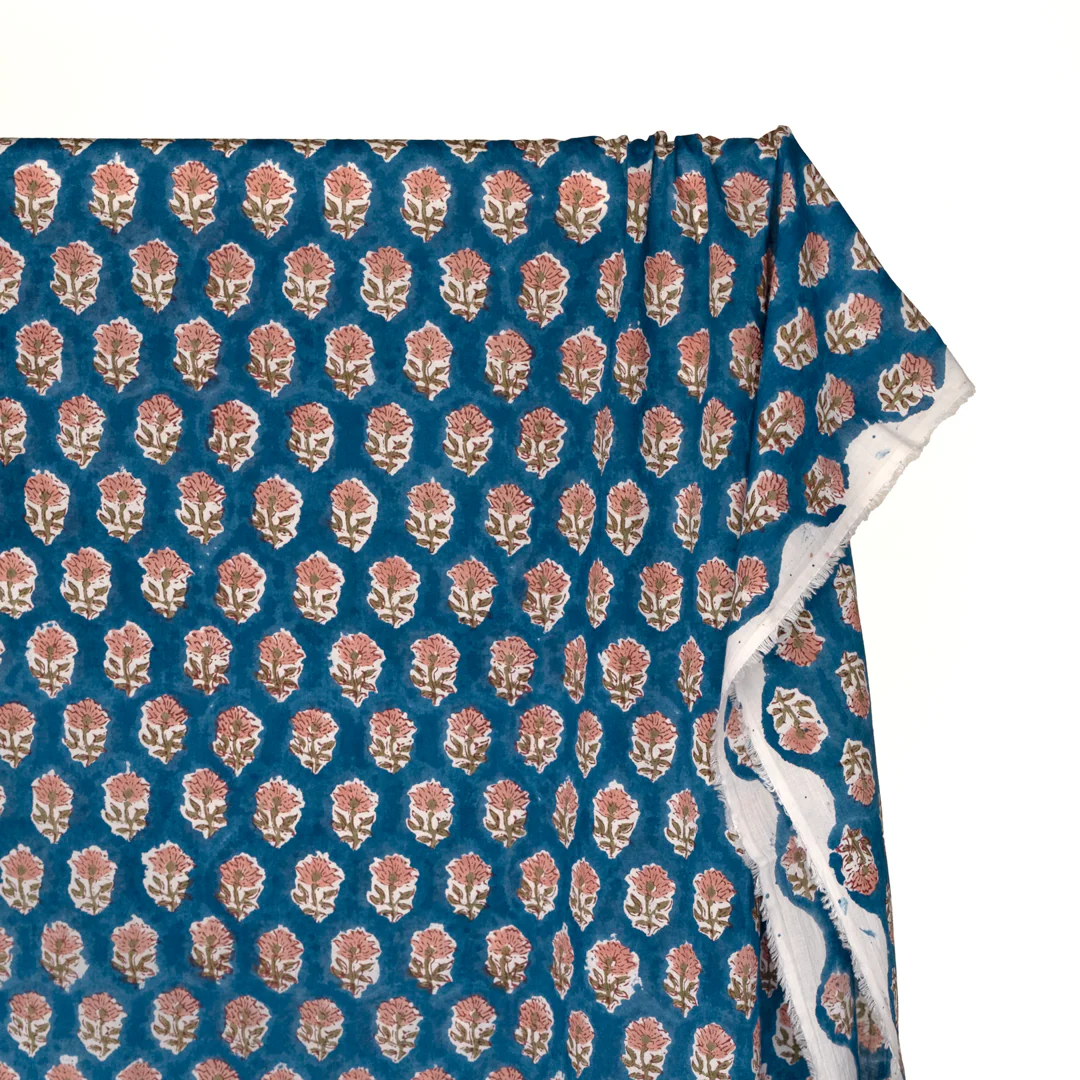 Bloom Block Printed Organic Cotton Batiste - Harbour/Blush/Cardamom - Image 4
