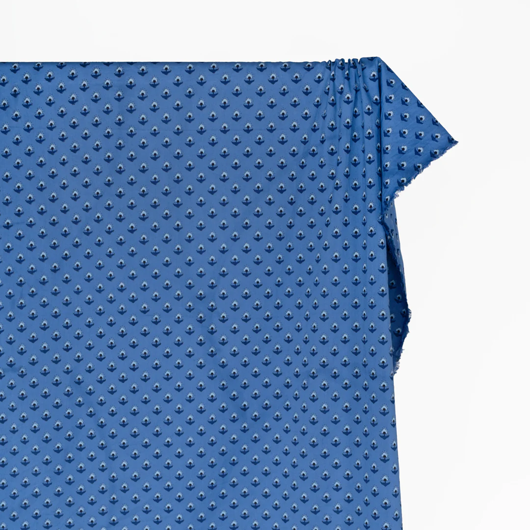 Bloom Block Printed Organic Cotton Batiste - Marlin/Indigo - Image 3