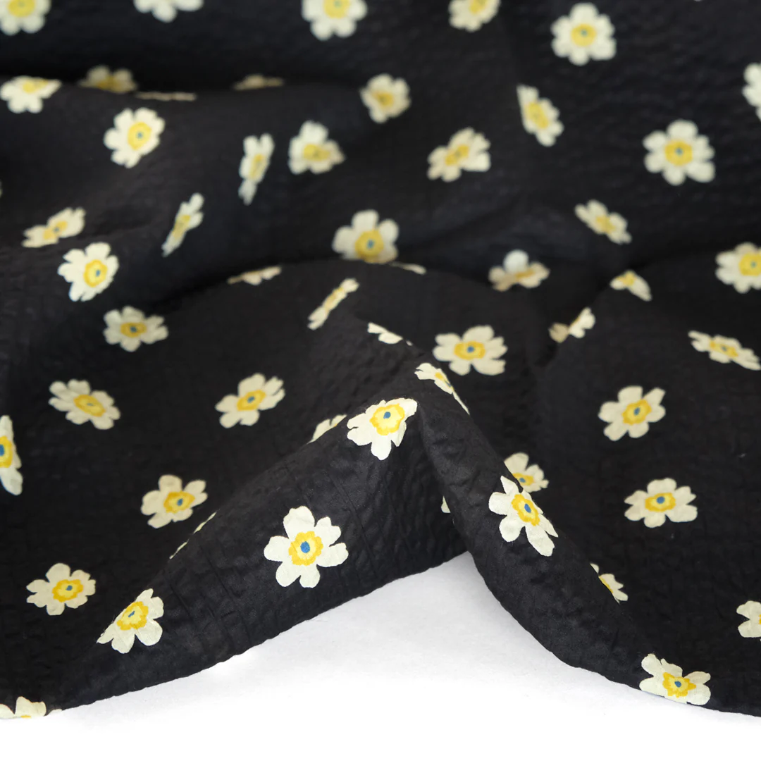 Bloom Print Crinkle Cotton - Black