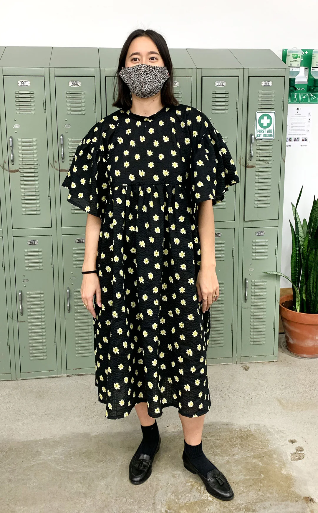 Bloom Print Crinkle Cotton - Black - Image 2