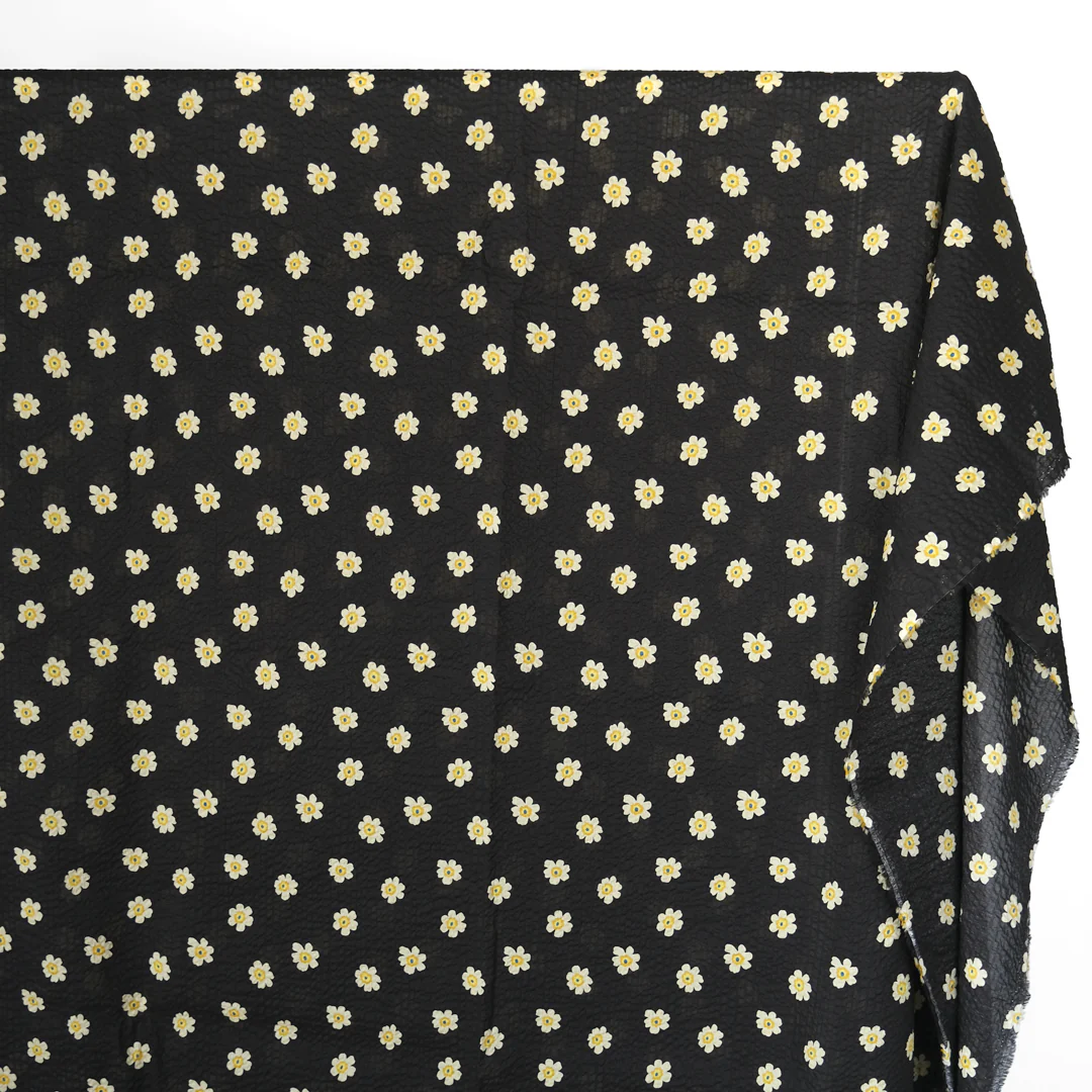 Bloom Print Crinkle Cotton - Black - Image 3