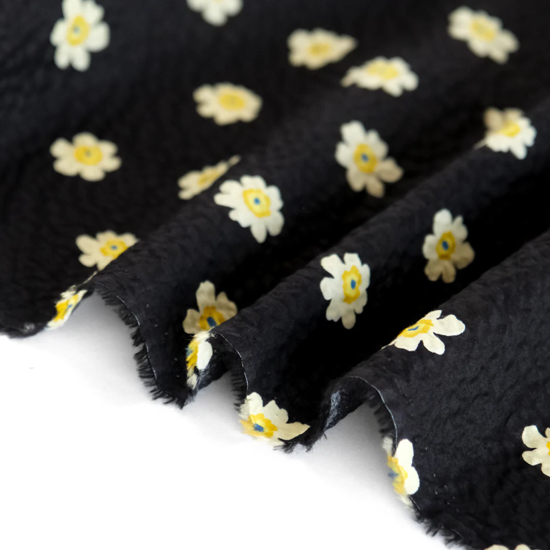 Bloom Print Crinkle Cotton - Black - Image 4