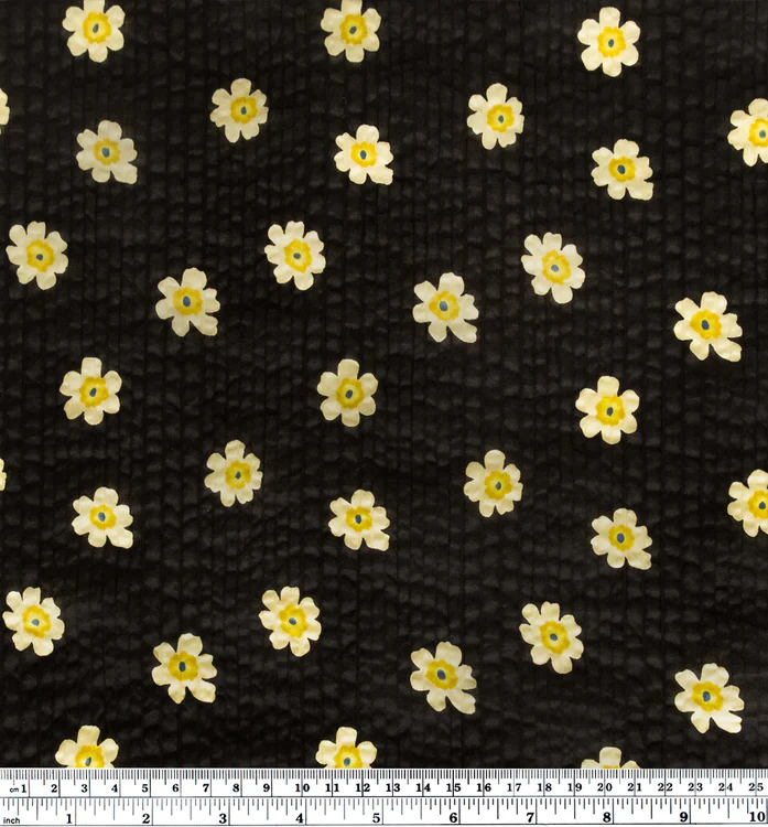 Bloom Print Crinkle Cotton - Black - Image 5