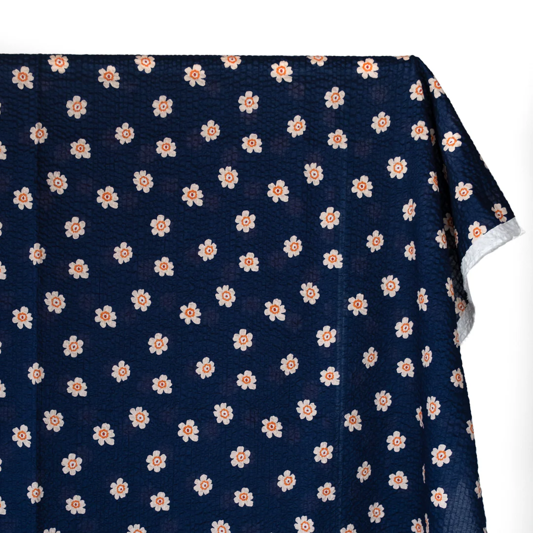 Bloom Print Crinkle Cotton - Navy - Image 3