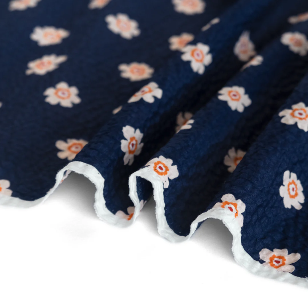 Bloom Print Crinkle Cotton - Navy - Image 4