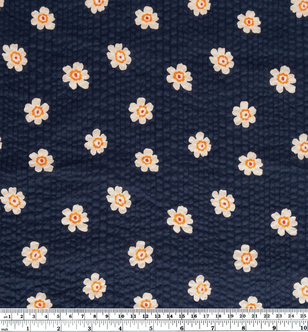 Bloom Print Crinkle Cotton - Navy - Image 5