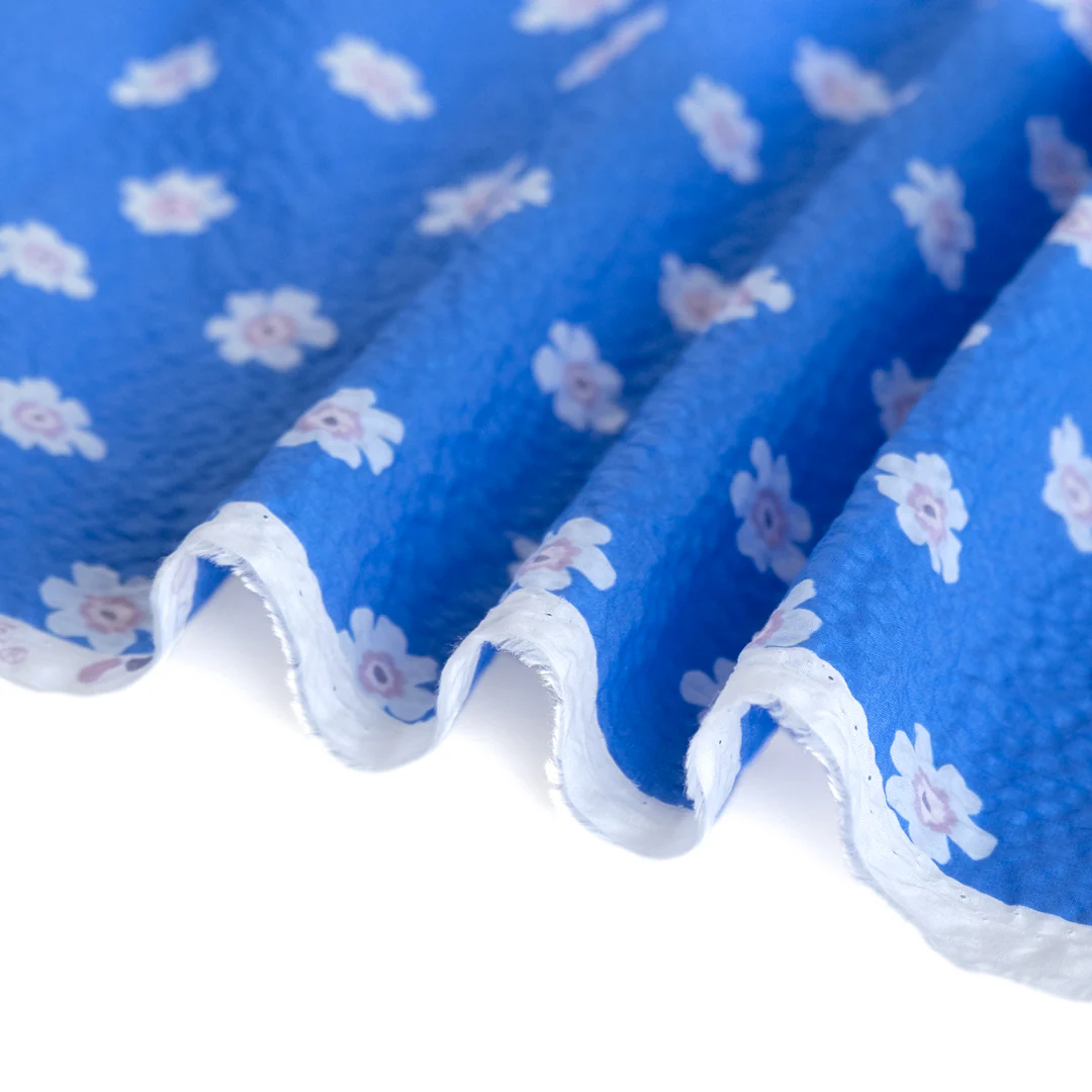 Bloom Print Crinkle Cotton - Sky Blue - Image 3