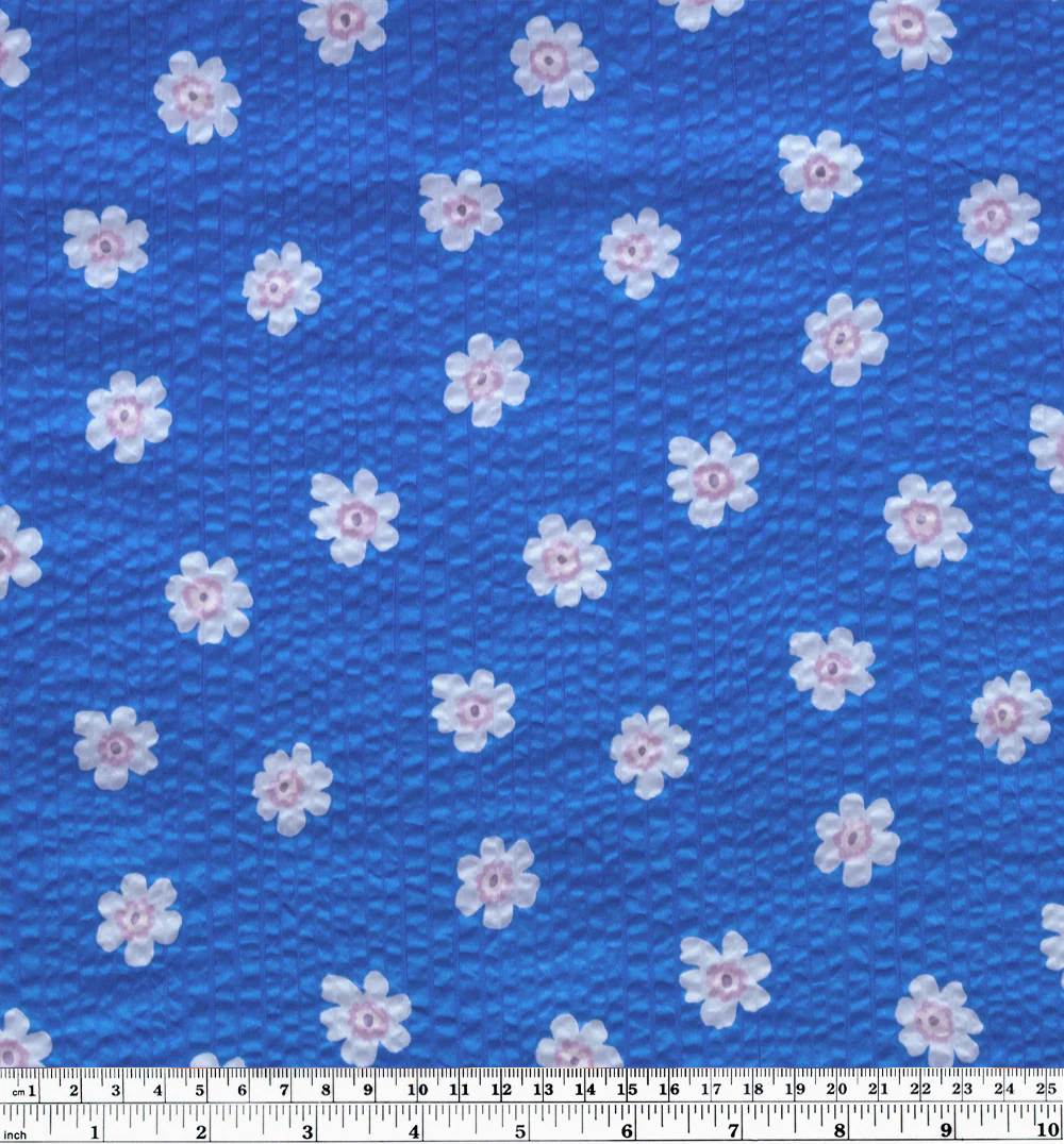Bloom Print Crinkle Cotton - Sky Blue - Image 4