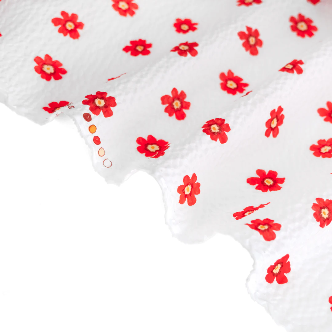 Bloom Print Crinkle Cotton - White/Crimson - Image 3