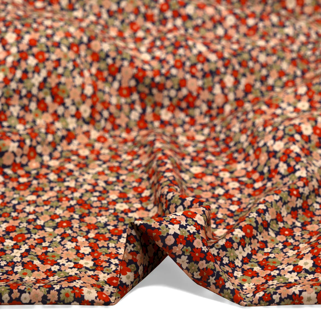 Bloomscape Viscose Challis - Navy/Red Clay/Sage - Image 2