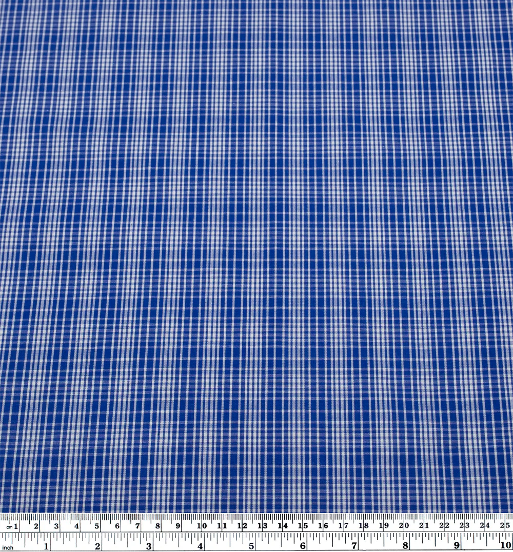 Blueprint Plaid Cotton Shirting - Lapis - Image 4
