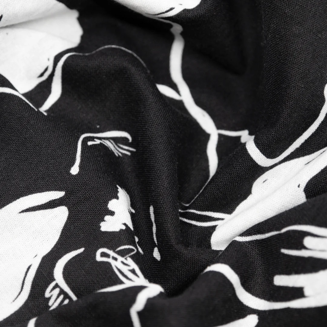 Bold Blooms Linen Cotton Blend - Black/White - Image 3