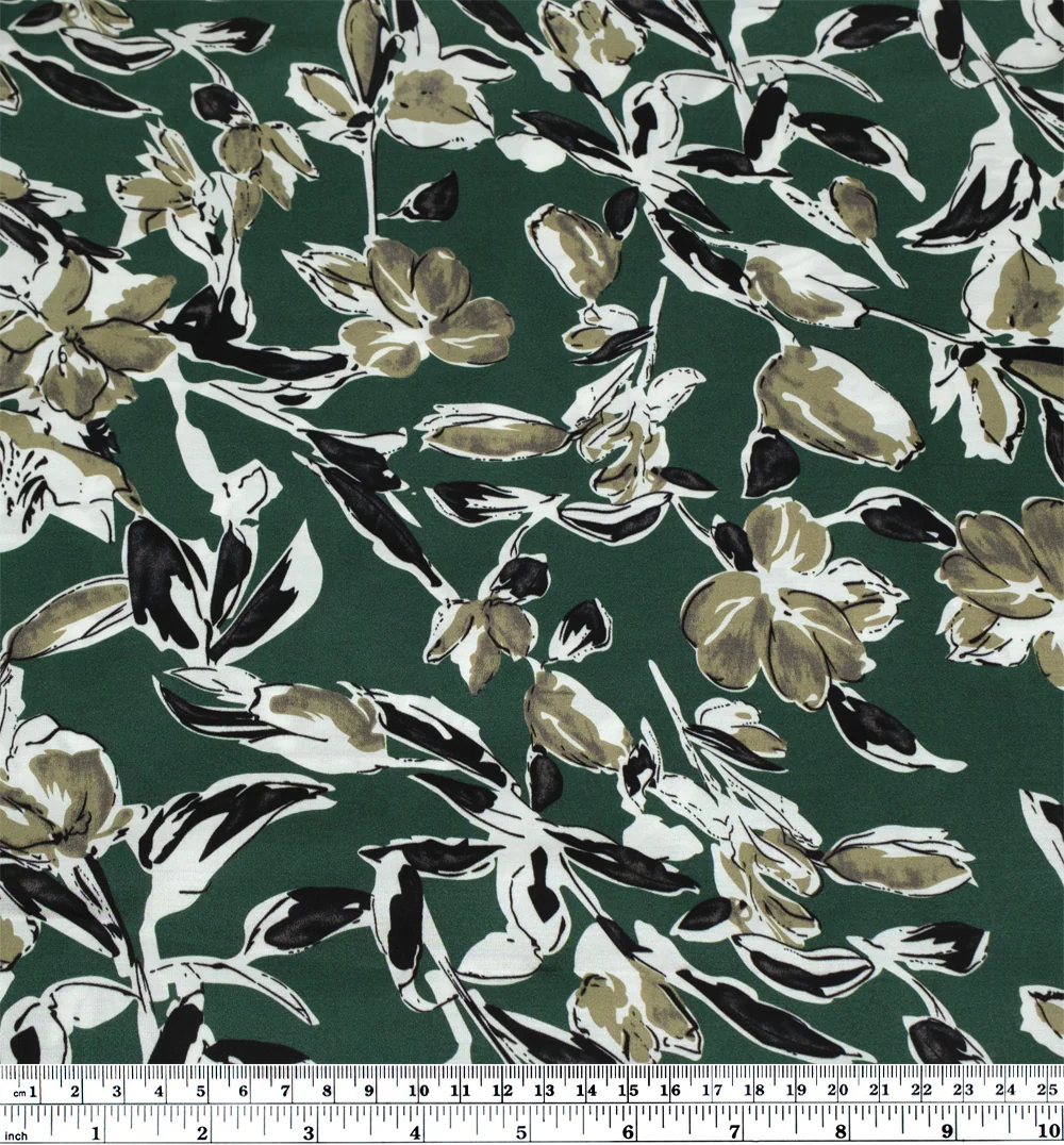 Botanic Silhouette Viscose Satin - Pine/White - Image 3