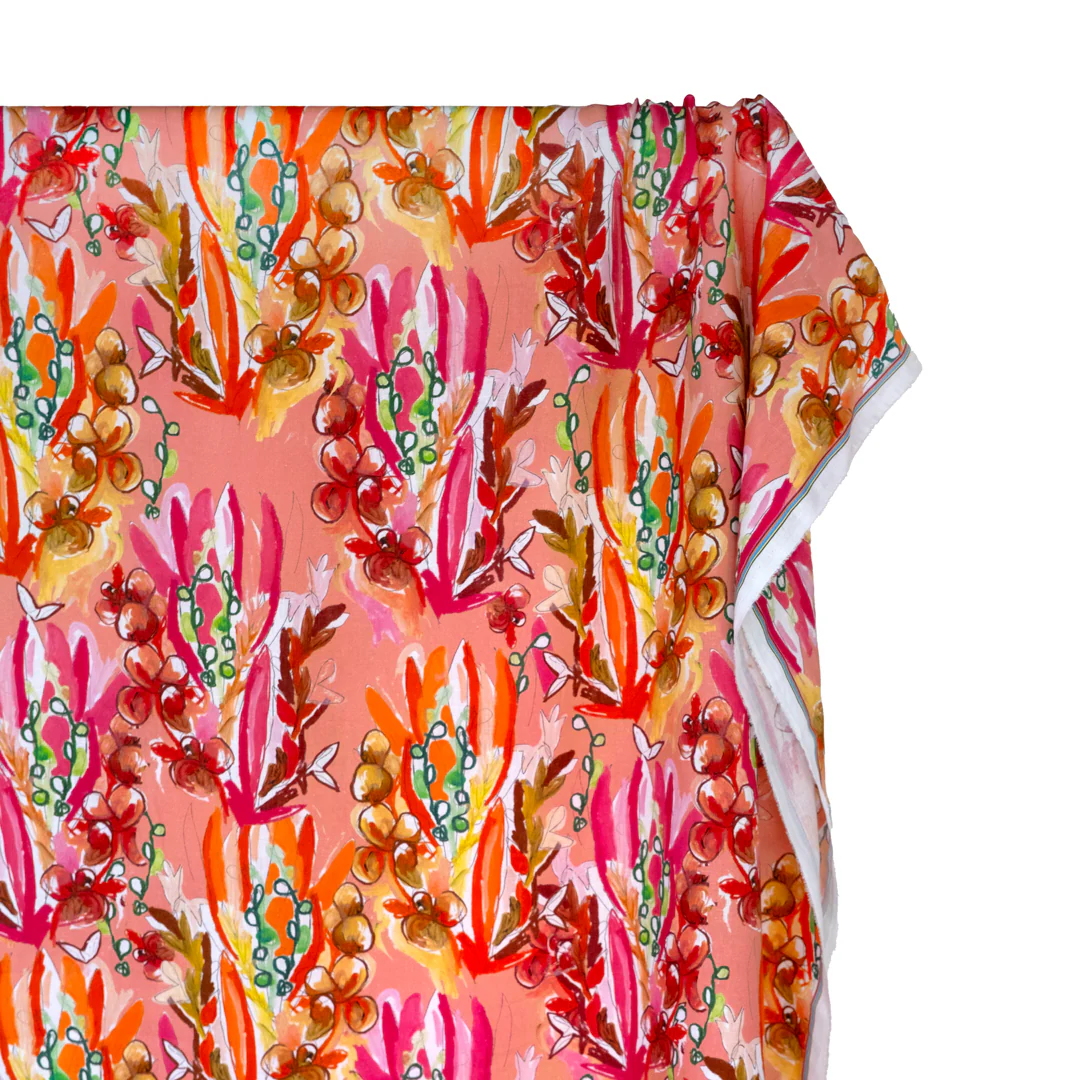 Bountiful Harvest Printed Linen - Guava/Multi - Image 3
