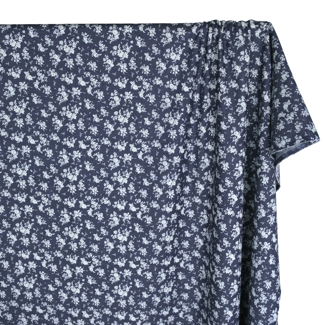 Bouquet Lightweight Denim Shirting - Indigo/Ivory - Image 2