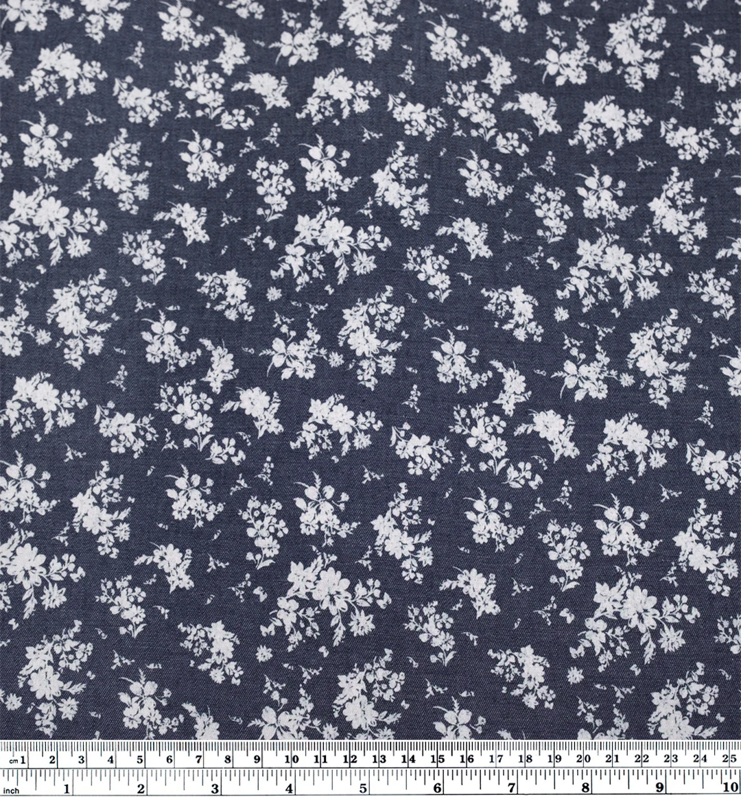 Bouquet Lightweight Denim Shirting - Indigo/Ivory - Image 4