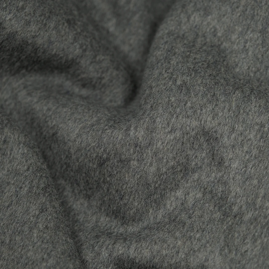 Brushed Melton Wool Blend Coating - Heather Grey