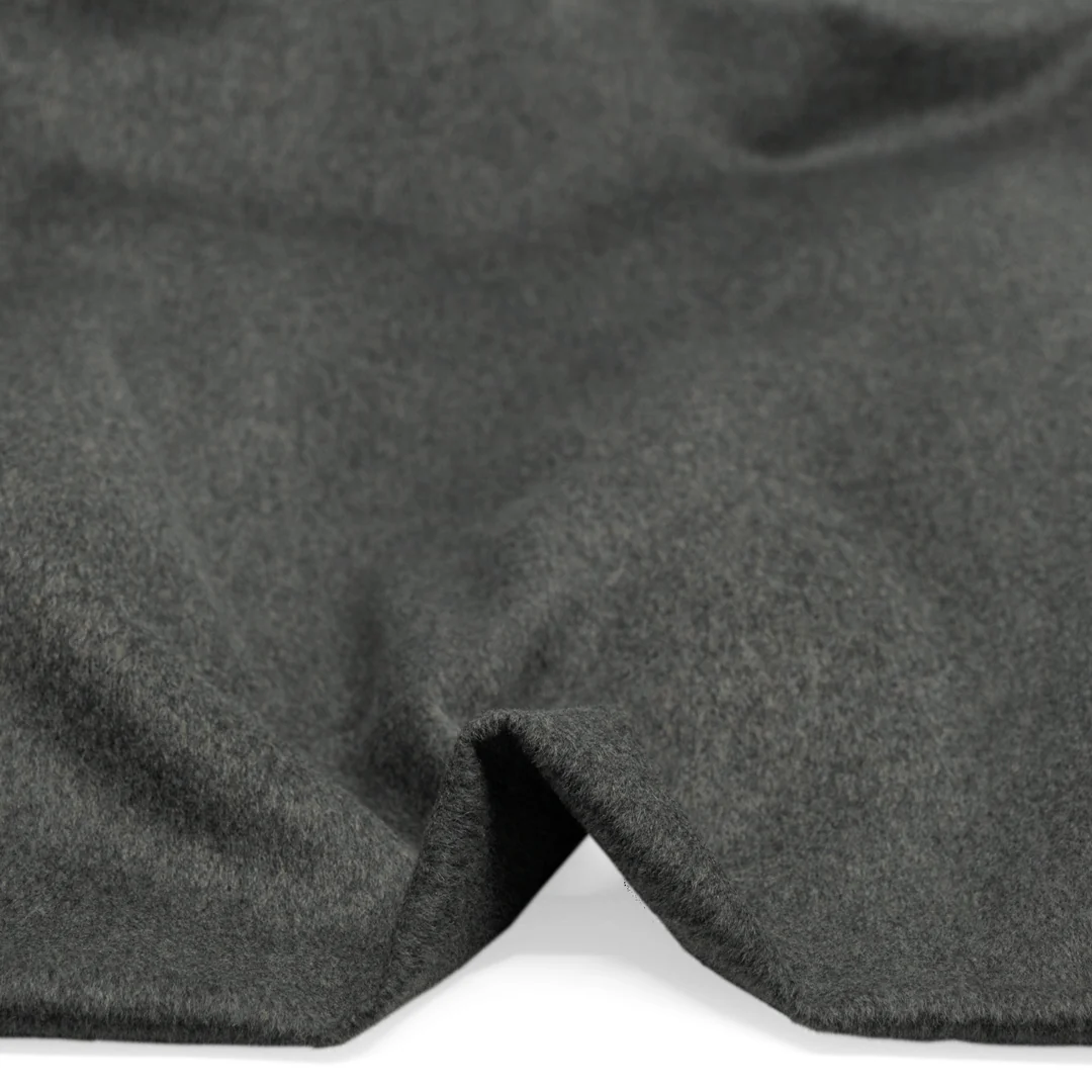 Brushed Melton Wool Blend Coating - Heather Grey - Image 2