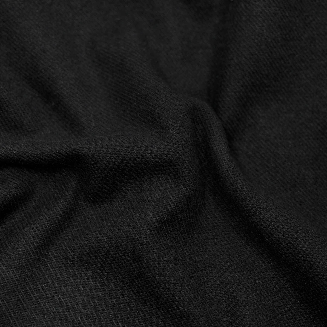 Brushed Organic Cotton Flannel Twill - Black