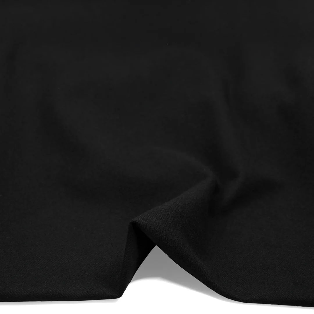 Brushed Organic Cotton Flannel Twill - Black - Image 2