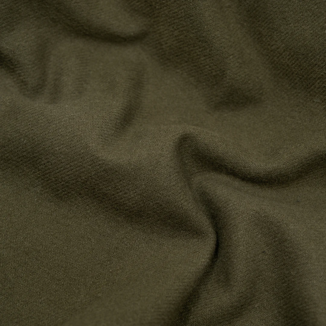 Brushed Organic Cotton Flannel Twill - Olive