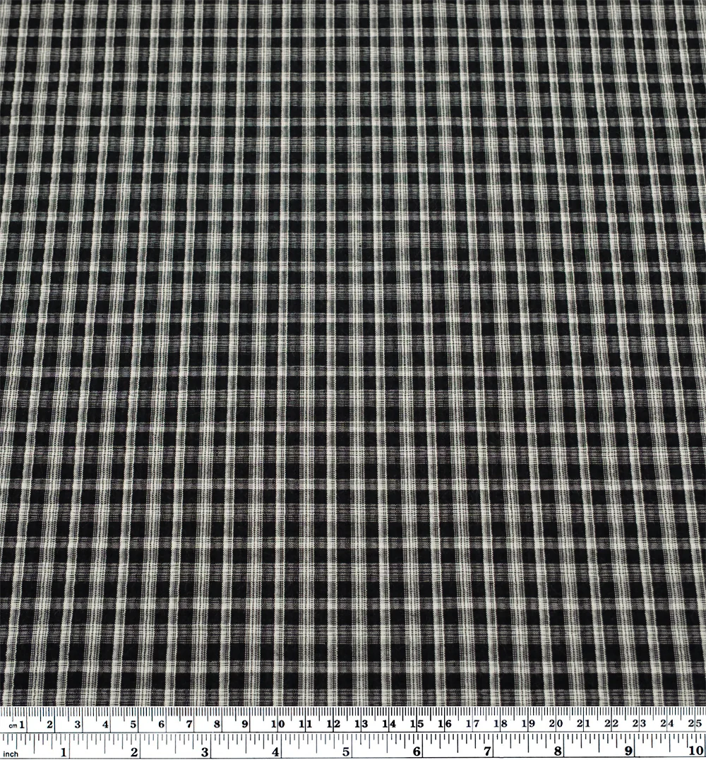 Bungalow Plaid Cotton Poly Seersucker - Black - Image 3