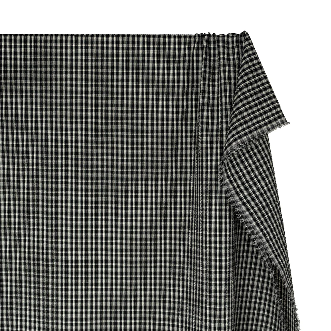 Bungalow Plaid Cotton Poly Seersucker - Black - Image 4
