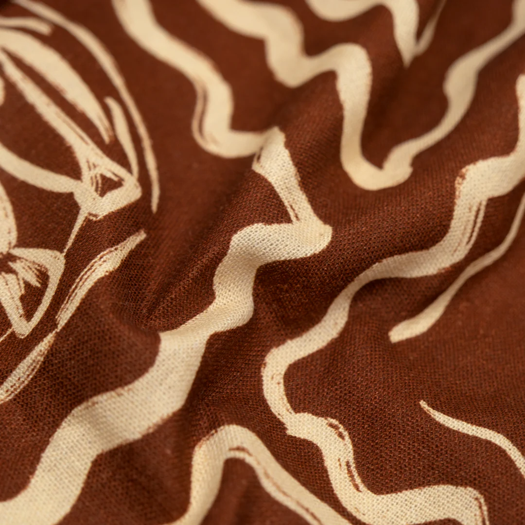 Buona Festa Linen Viscose Blend - Brick/Cream - Image 2