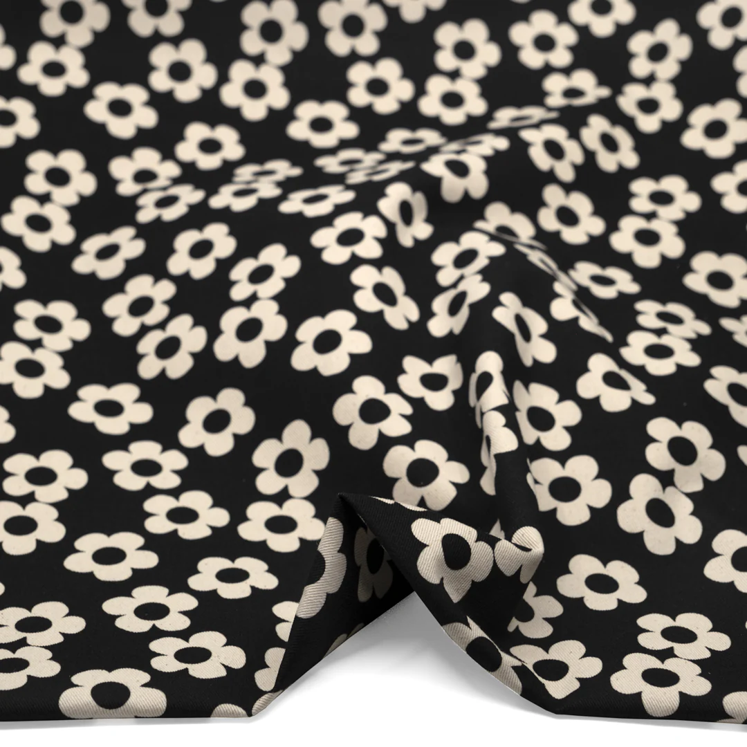 Buttercup Printed Cotton Twill - Black