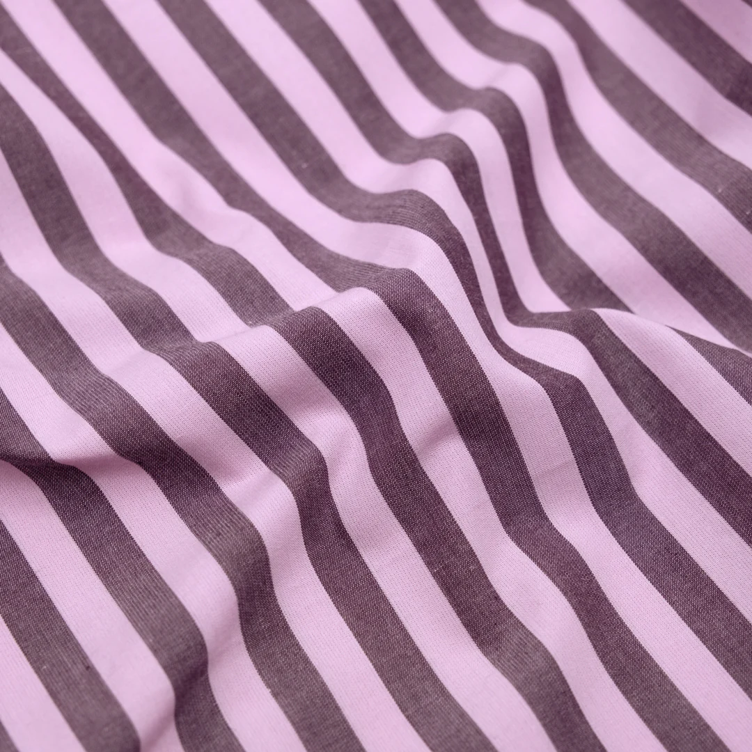 Candy Coated Stripe Cotton Shirting - Candy Floss/Raisin
