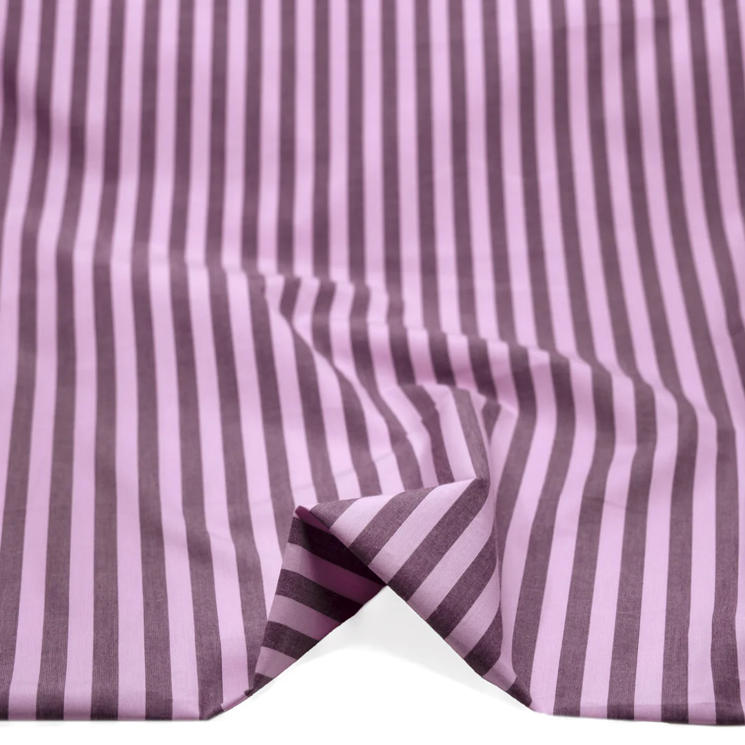 Candy Coated Stripe Cotton Shirting - Candy Floss/Raisin - Image 2