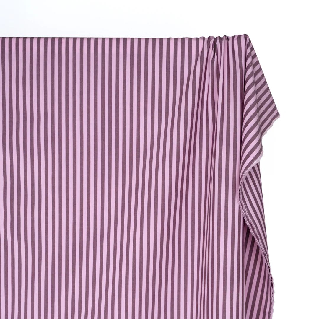 Candy Coated Stripe Cotton Shirting - Candy Floss/Raisin - Image 3