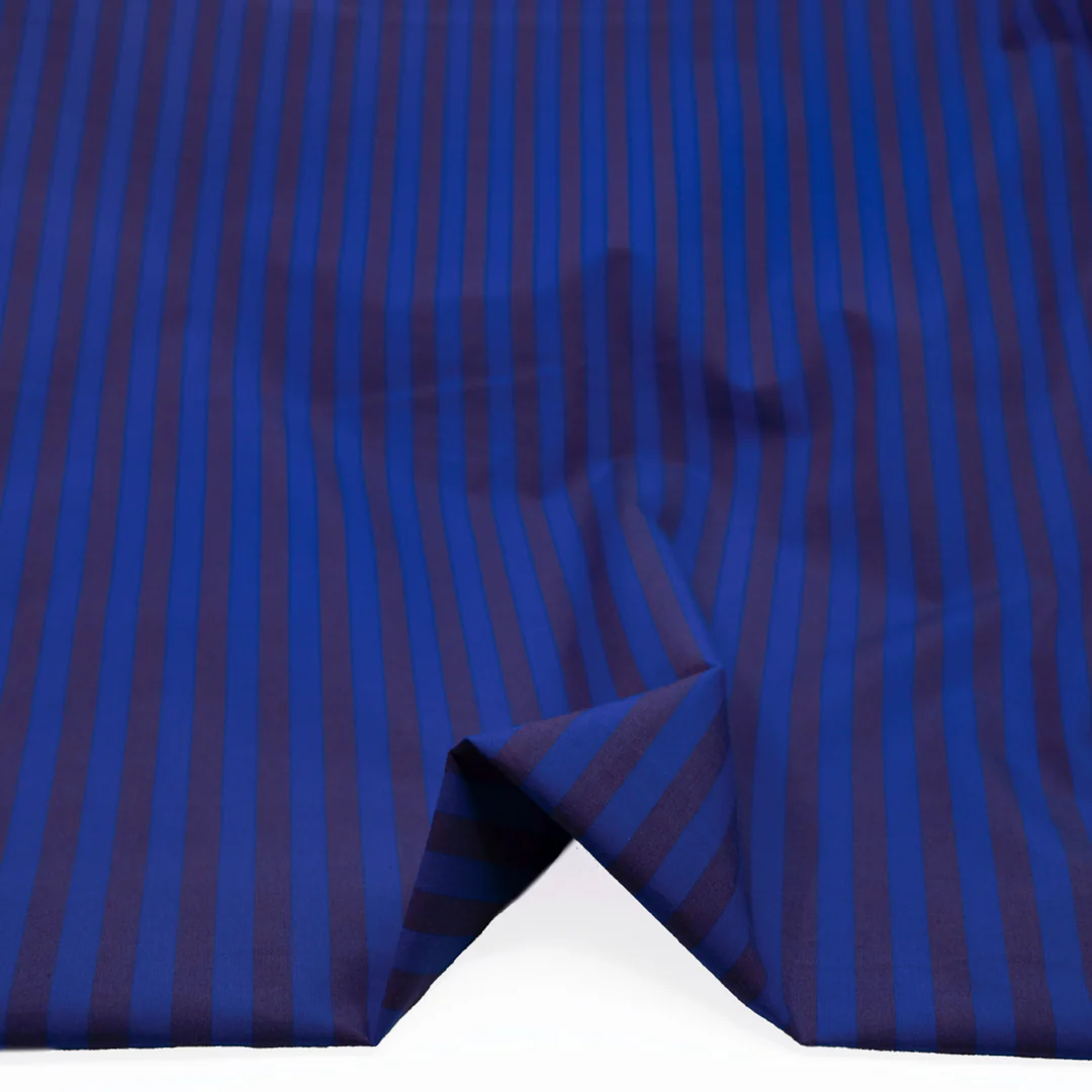 Candy Coated Stripe Cotton Shirting - Cobalt/Currant - Image 2