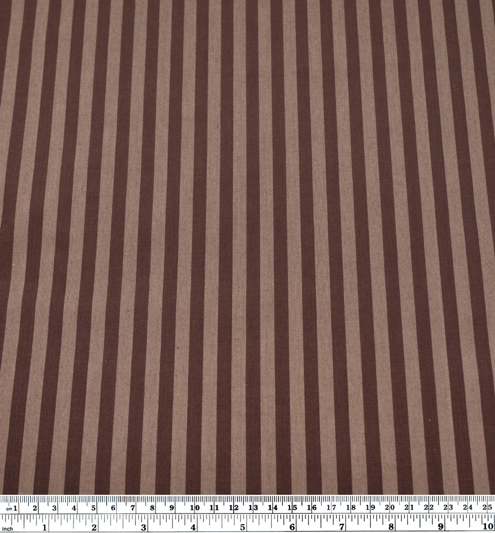 Candy Coated Stripe Cotton Shirting - Cocoa/Crimini - Image 4
