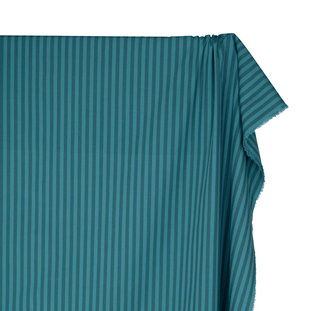 Candy Coated Stripe Cotton Shirting - Teal/Beetle - Image 3