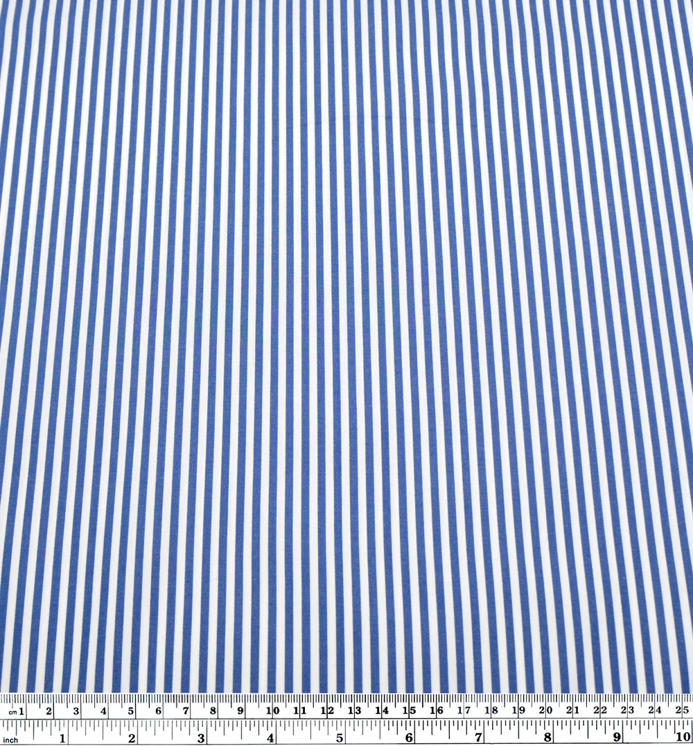 Candy Stripe Brushed Cotton Shirting - Lapis/White - Image 3