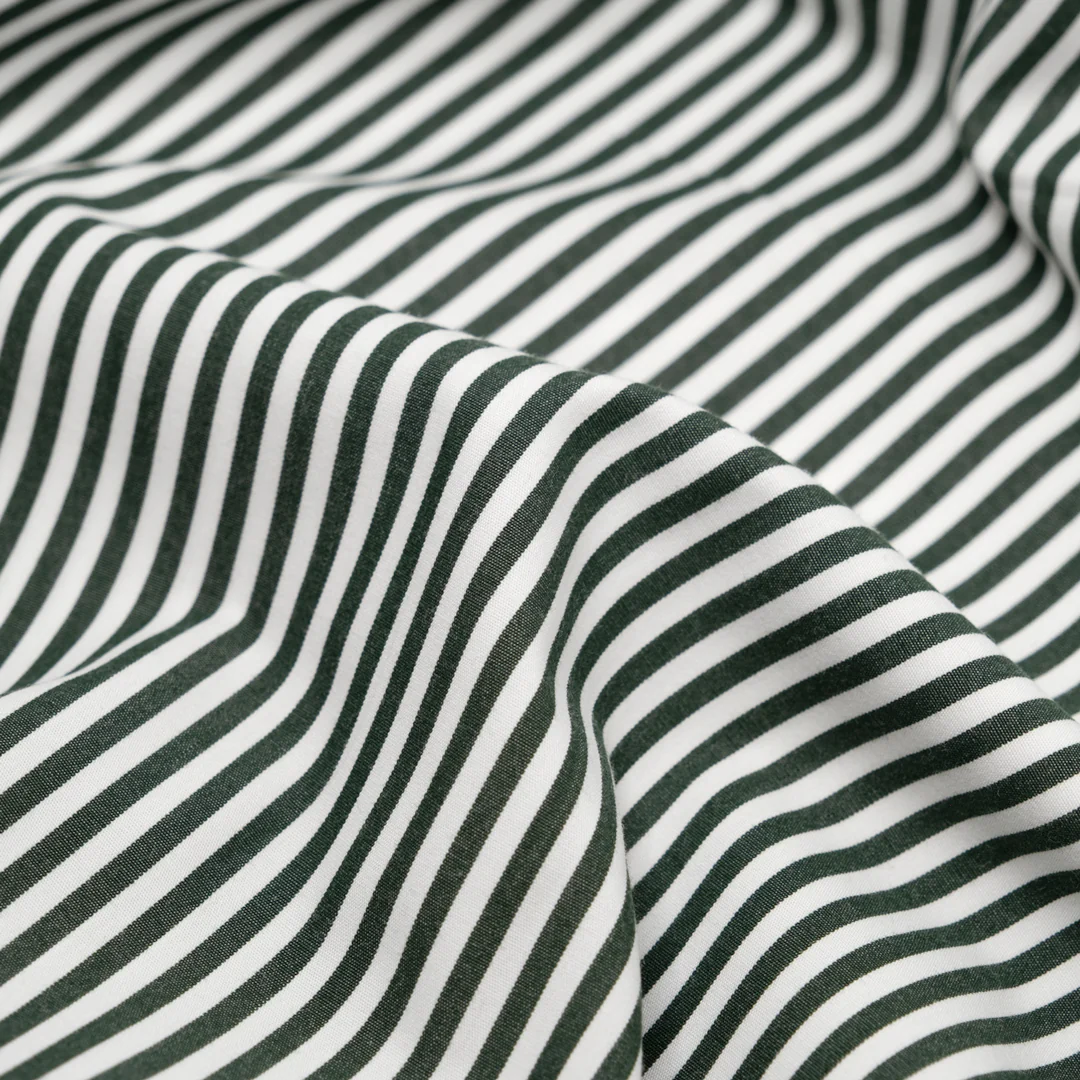Candy Stripe Brushed Cotton Shirting - Pine/White