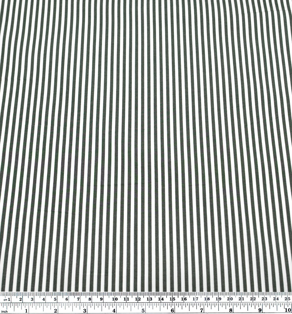 Candy Stripe Brushed Cotton Shirting - Pine/White - Image 3